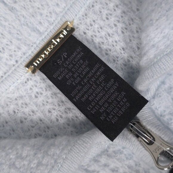 NWT MAGASCHONI 100% CASHMERE Women’s Knit Full Zip Hoodie DELICATE BLUE Size S/P - Picture 9 of 9